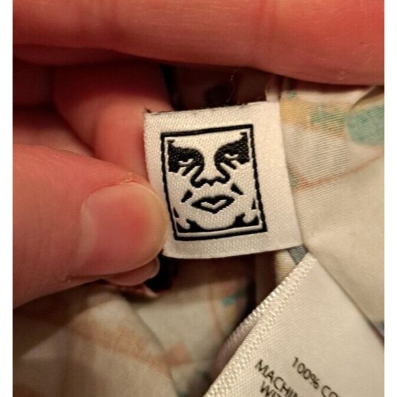 Obey Egyptian Pattern 100% Cotton Short Sleeve Collared Polo Shirt Size Small - Picture 13 of 16